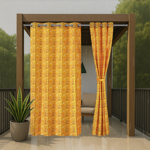 HIPPO Premium Printed Outdoor Curtain 100% Solution Dyed Polyester Luxury 350 GSM, UV Block, Anti Fade & Waterproof (1PC)
