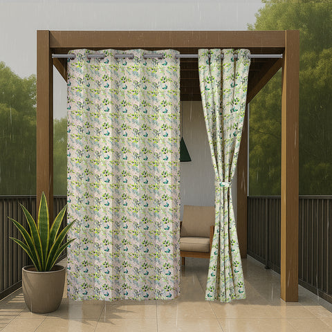 HIPPO Premium Printed Outdoor Curtain 100% Solution Dyed Polyester Luxury 350 GSM, UV Block, Anti Fade & Waterproof (1PC)