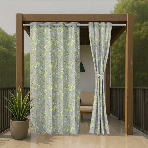 HIPPO Premium Printed Outdoor Curtain 100% Solution Dyed Polyester Luxury 350 GSM, UV Block, Anti Fade & Waterproof (1PC)