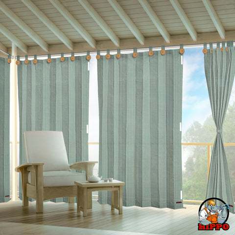 HIPPO 95% Sun Blocking Outdoor Balcony Loop Curtain (Pack of 2)