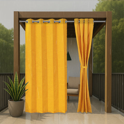 HIPPO Outdoor Premium Curtain Solution Dyed Polyester Waterproof, UV Block, 320GSM Herringbone Weave for Garden Patio (1PC)