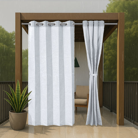HIPPO Outdoor Premium Curtain Solution Dyed Polyester Waterproof, UV Block, 320GSM Herringbone Weave for Garden Patio (1PC)
