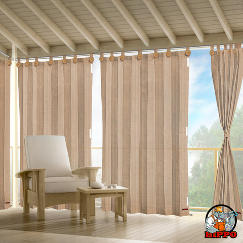 HIPPO 95% Sun Blocking Outdoor Balcony Loop Curtain (Pack of 2)
