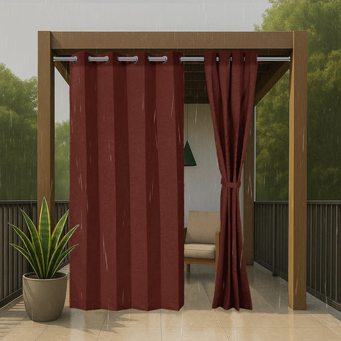 HIPPO Outdoor Premium Curtain Solution Dyed Polyester Waterproof, UV Block, 320GSM Herringbone Weave for Garden Patio (1PC)