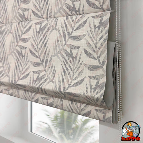 HIPPO Blackout Indoor Roman Blind for Windows Sun Protection Room Darkening for Living Room, Bedroom Corded Foldup & Down Blinds( COASTALPALM )