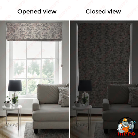 HIPPO Blackout Indoor Roman Blind for Windows Sun Protection Room Darkening for Living Room, Bedroom Corded Foldup & Down Blinds