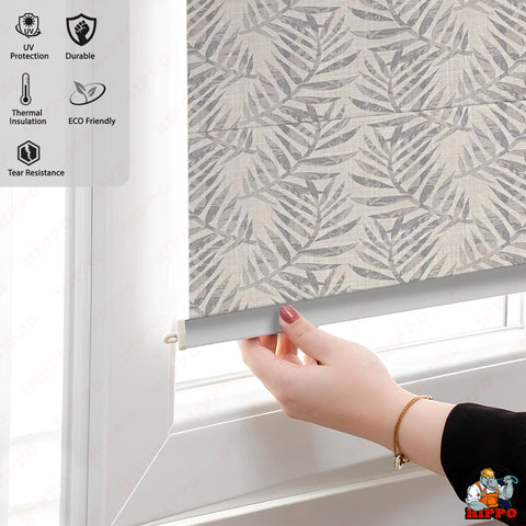 HIPPO Blackout Indoor Roman Blind for Windows Sun Protection Room Darkening for Living Room, Bedroom Corded Foldup & Down Blinds