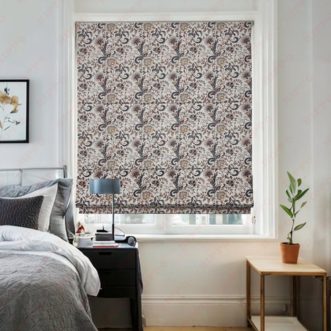 HIPPO Blackout Indoor Roman Blind for Windows Sun Protection Room Darkening for Living Room, Bedroom Corded Foldup & Down Blinds( FLORA&FAUNA )