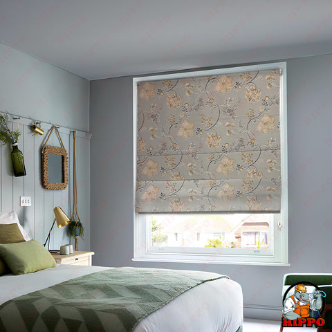 HIPPO Blackout Indoor Roman Blind for Windows Sun Protection Room Darkening for Living Room, Bedroom Corded Foldup & Down Blinds( Floret )