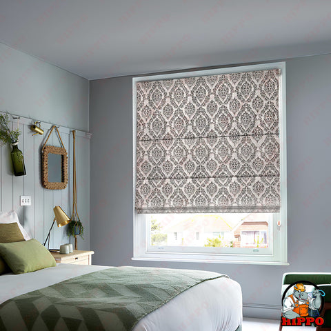 HIPPO Blackout Indoor Roman Blind for Windows Sun Protection Room Darkening for Living Room, Bedroom Corded Foldup & Down Blinds( ROYALWALL )