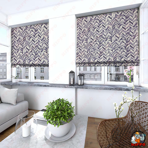 HIPPO Blackout Indoor Roman Blind for Windows Sun Protection Room Darkening for Living Room, Bedroom Corded Foldup & Down Blinds( Wave )