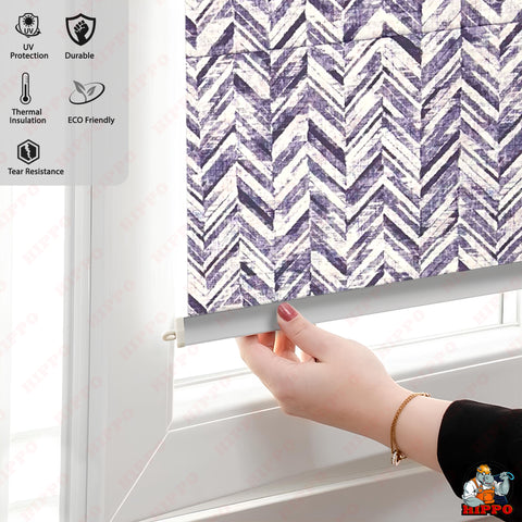 HIPPO Blackout Indoor Roman Blind for Windows Sun Protection Room Darkening for Living Room, Bedroom Corded Foldup & Down Blinds( Wave )