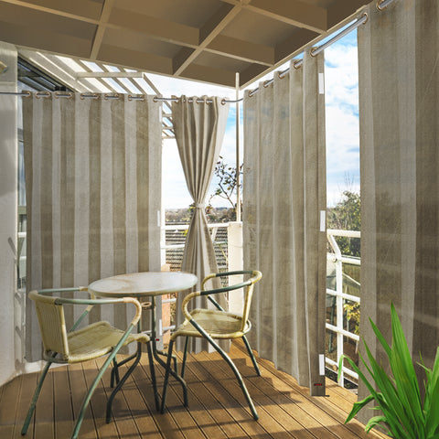 HIPPO 95% Sun Blocking Outdoor Balcony Eyelet Curtains (Pack of 2)