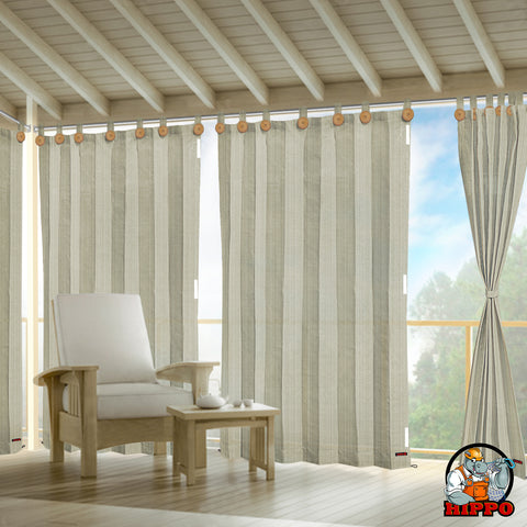 HIPPO 95% Sun Blocking Outdoor Balcony Loop Curtain (Pack of 2)