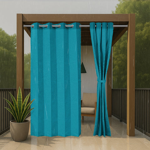 HIPPO Outdoor Premium Curtain Solution Dyed Polyester Waterproof, UV Block, 320GSM Herringbone Weave for Garden Patio (1PC)
